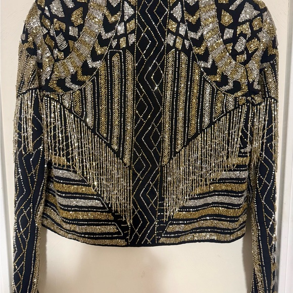 Seta Eclair Sequin Beaded Jacket Black/Gold/Silver Size S NWT - Picture 4 of 7
